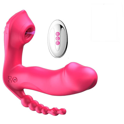The Pleaser Triple™ - Double Penetration Vibrator and Suction! The Pleaser Pro